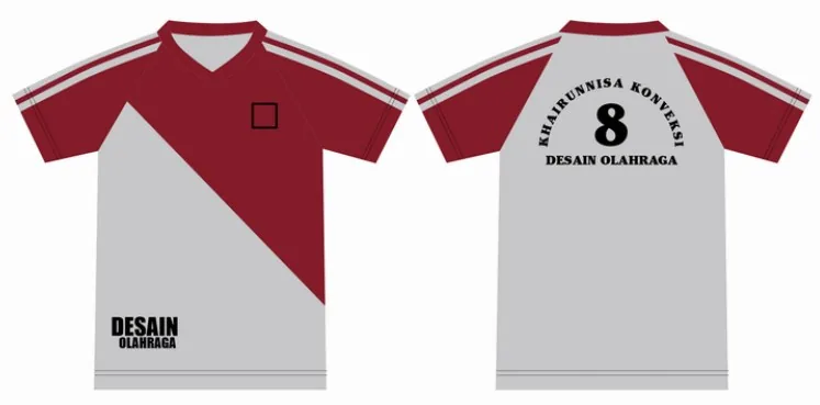 Desain seragam olahraga kode TS-003, tampak depan dan belakang
